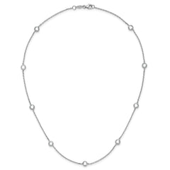 Sterling Silver Rhodium-plated 9-Station CZ Polished Necklace