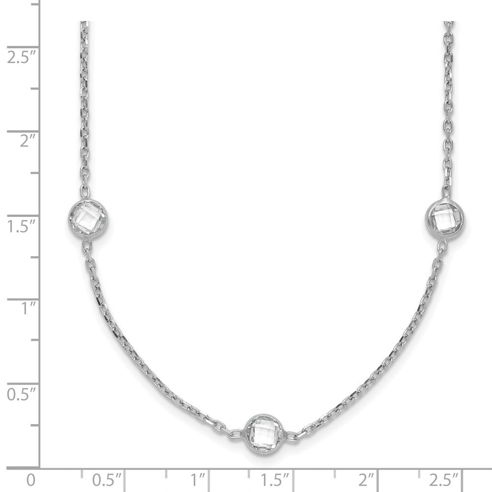 Sterling Silver Rhodium-plated 9-Station CZ Polished Necklace - 2