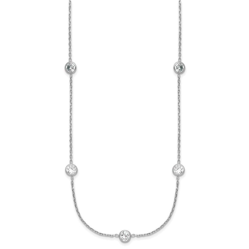 Sterling Silver Rhodium-plated 11-Station CZ Polished Necklace