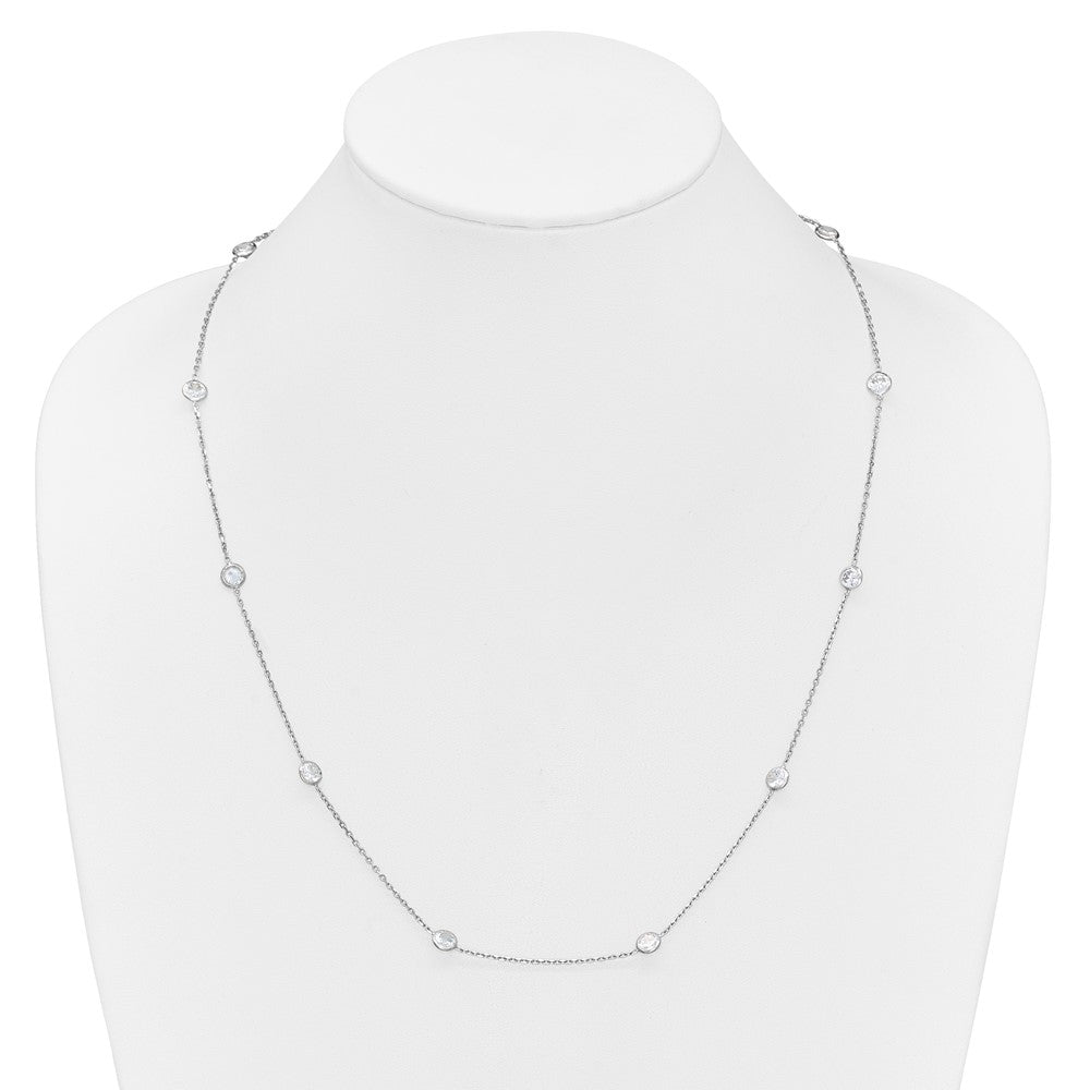Sterling Silver Rhodium-plated 11-Station CZ Polished Necklace