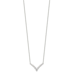 Sterling Silver Fancy-V Bar CZ  Necklace