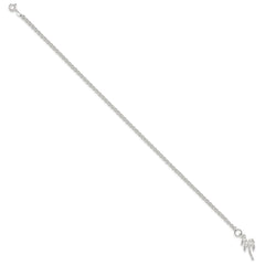 Sterling Silver 10inch Solid Polished Palm Tree Anklet - 5