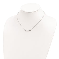 Sterling Silver Rhodium-plated w/2in ext Heart Bar Necklace