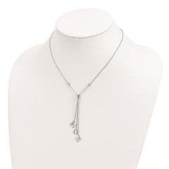 Sterling Silver Rhodium-plated CZ w/2in ext. MOM Y-Necklace