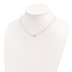Sterling Silver Rhodium-plated w/ 2in ext. Sideways Cross Necklace - 2