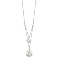 Sterling Silver Starfish and Sand Dollar 18 inch 2-strand Necklace
