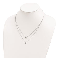 Sterling Silver Rhodium-plated CZ  2-Strand Necklace