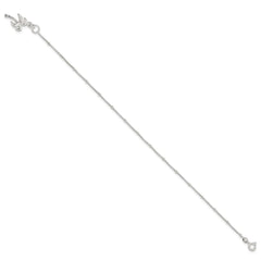 Sterling Silver 10inch Solid Polished Palm Tree Anklet