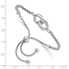 Sterling Silver Rhodium-plated Fancy Link Adjustable 4- 9in Bracelet