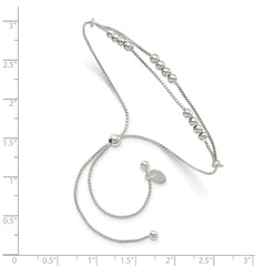 Sterling Silver Polished Beaded 2-Strand Adjustable Bracelet
