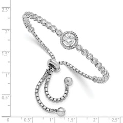 Sterling Silver Rhodium-plated CZ Adjustable Bracelet - 3