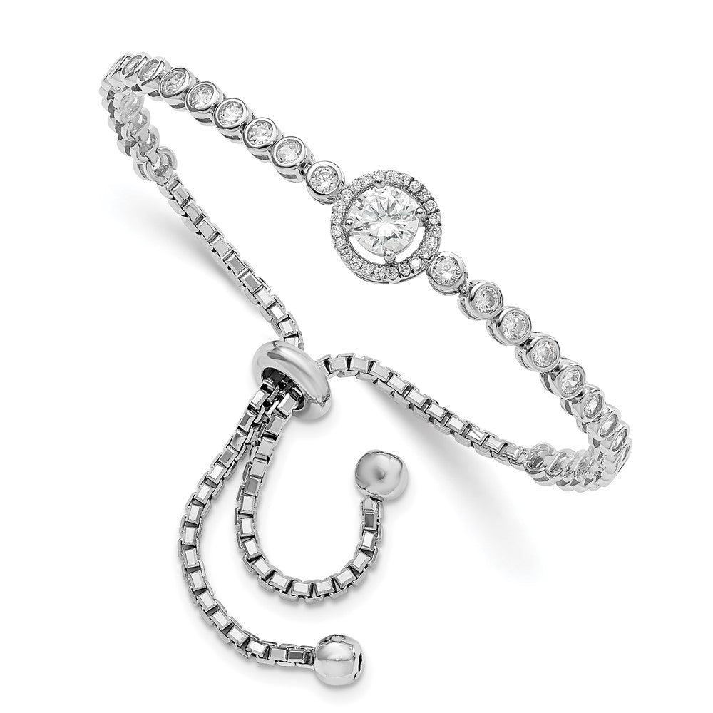 Sterling Silver Rhodium-plated CZ Adjustable Bracelet - 3