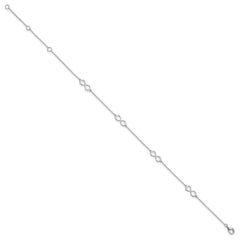 Sterling Silver Rhodium-plated Infinity 9 inch Plus 2 inch extender - Total 11 inch Anklet