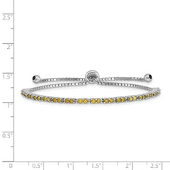 Sterling Silver Rhod-plated August Lime CZ Adjustable Bracelet