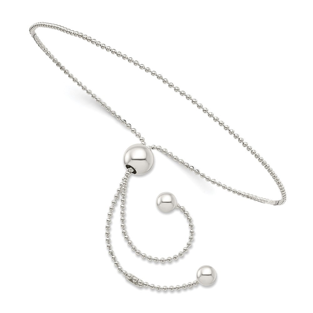 Sterling Silver Beaded Adjustable Bracelet - 2