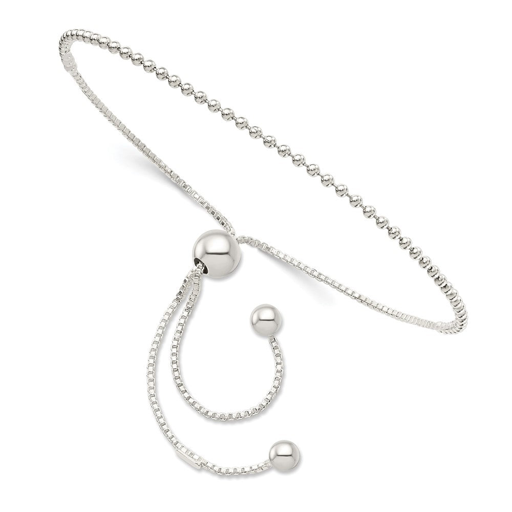 Sterling Silver Beaded Adjustable Bracelet - 3
