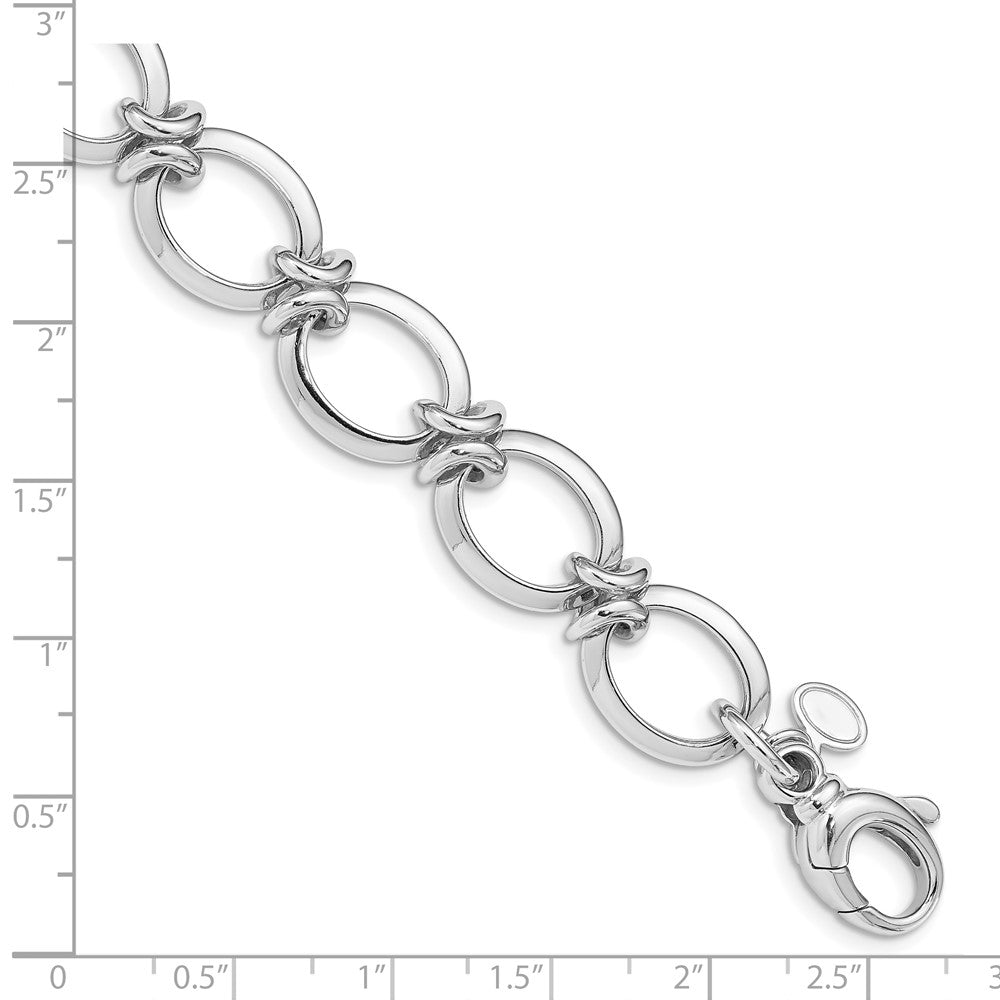 Sterling Silver Rhodium Plated Polished Fancy Link Bracelet