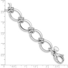 Sterling Silver Rhodium Plated Polished Fancy Link Bracelet