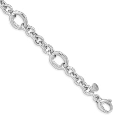 Sterling Silver Rhodium Plated Polished Link Bracelet
