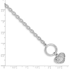 Sterling Silver Polished Heart Bracelet - 6