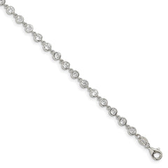 Sterling Silver Rhodium-plated W/ 1 in ext. CZ Bracelet