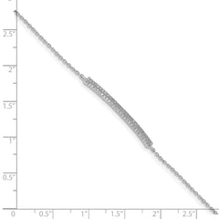 Sterling Silver Rhodium-plated 2-Row Pave CZ w/1in. Ext. Bracelet