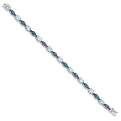 Sterling Silver Rhodium-plated London Blue/Sky Blue Topaz Bracelet