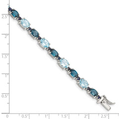 Sterling Silver Rhodium-plated London Blue/Sky Blue Topaz Bracelet