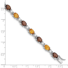 Sterling Silver Rhod-pltd Smoky Quartz/Citrine/Wh.Topaz Bracelet