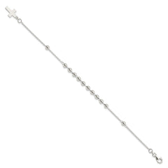 Sterling Silver Beaded Cross Bracelet