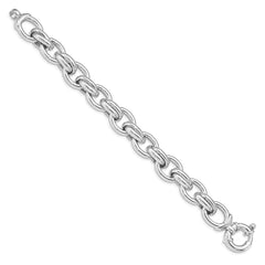 Sterling Silver Rhodium Plated Polished Link Bracelet