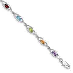 Sterling Silver Rhod-plat Amethyst Topaz Peridot Citrine Garnet Bracelet