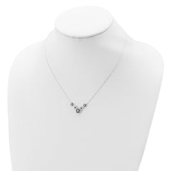 Sterling Silver Purple and Clear CZ Flower Necklace
