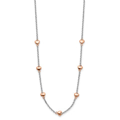 Sterling Silver RH-plated Rose gold-pltd 7-Heart 1.5in ext. Necklace