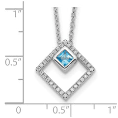 Sterling Silver RH-plated 5mm CZ and Spinel w/1in. Ext. Necklace