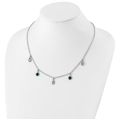 Sterling Silver Rhod-plat London and Sky Blue Topaz w/ 2in ext. Necklace