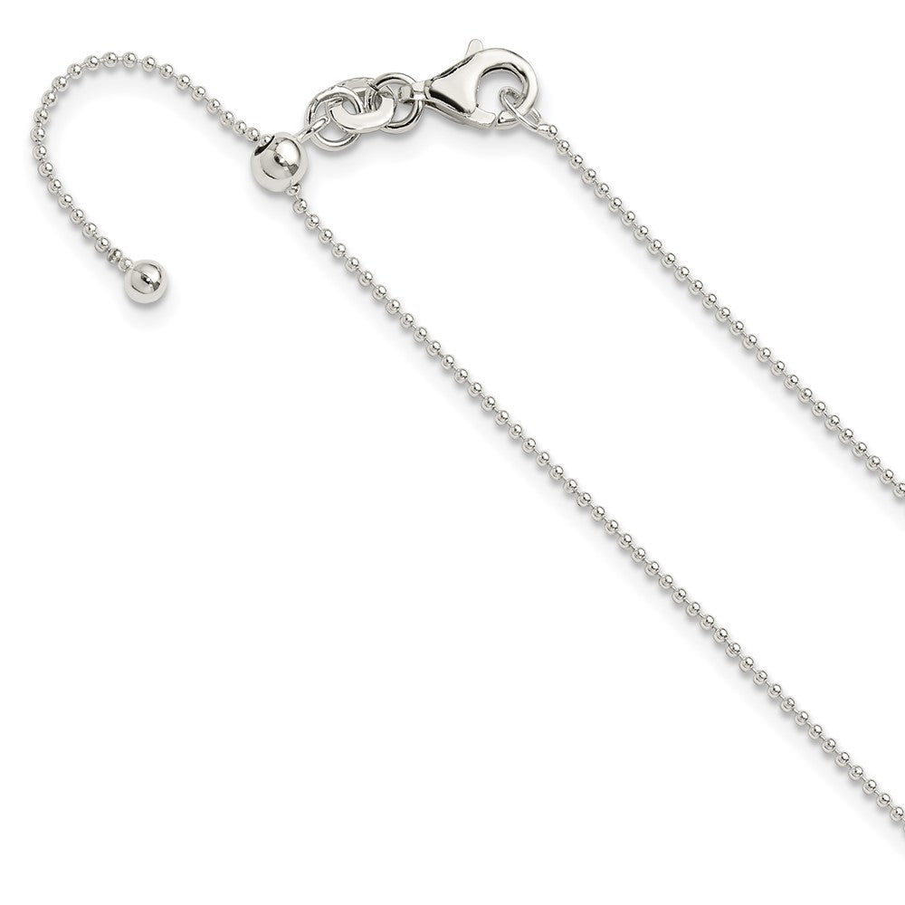 Sterling Silver Polished Beaded Adjustable Necklace - 3