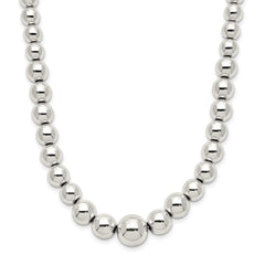 Sterling Silver Polished Beaded Necklace - 3