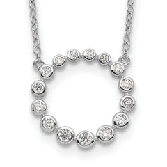 Sterling Silver Rhodium-plated CZ Circle w/2in ext Necklace