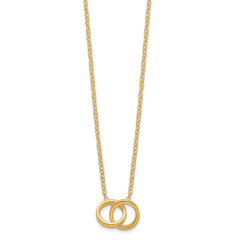 Sterling Silver Gold-tone Polished 2-Rings Necklace - 2