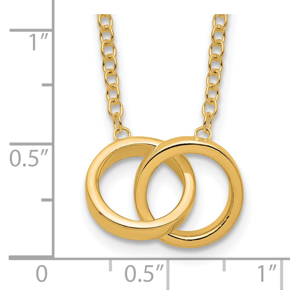Sterling Silver Gold-tone Polished 2-Rings Necklace - 2