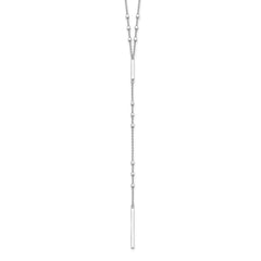 Sterling Silver Rhod-plated Beads/Vertical Bar w/ 1in ext. Y-Necklace