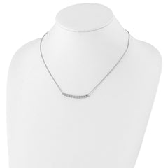 Sterling Silver Rhodium-plated CZ Bar w/ 2in ext. Necklace - 2
