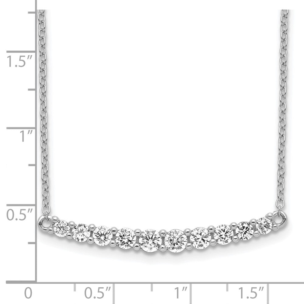 Sterling Silver Rhodium-plated CZ Bar w/ 2in ext. Necklace - 2