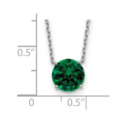 Sterling Silver Rhodium Plated Green Swarovski Crystal 16.5 inch Necklace with 2 inch extension - 2