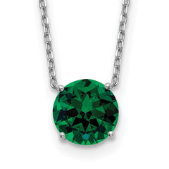 Sterling Silver Rhodium Plated Green Swarovski Crystal 16.5 inch Necklace with 2 inch extension - 2
