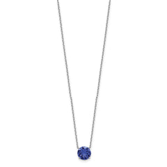 Sterling Silver Rhodium Plated Blue Swarovski Crystal 16.5 inch Necklace with 2 inch extension - 2