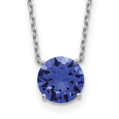 Sterling Silver Rhodium Plated Blue Swarovski Crystal 16.5 inch Necklace with 2 inch extension - 2