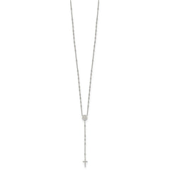 Sterling Silver Rhodium-plated Beaded Angel Rosary Necklace