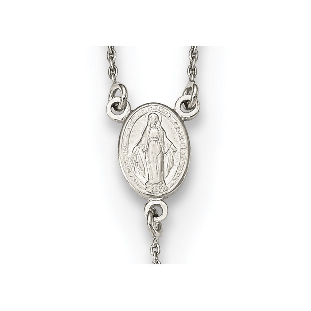 Sterling Silver Beaded Rosary18 inch Necklace with1.25 inch extension